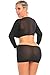 Cocolicious Women's Sexy Long Sleeve Open Neckline Sheer Mini Dress One Piece Lingerie (One Size, Black)