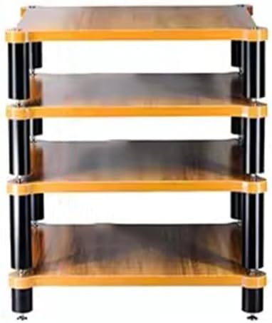 Solid Wood HiFi Rack 4 Tier Audio Video Stand for Turntables & Amplifiers Stylish Wooden AV Shelf with Feet Durable & Elegant Component Storage Solution