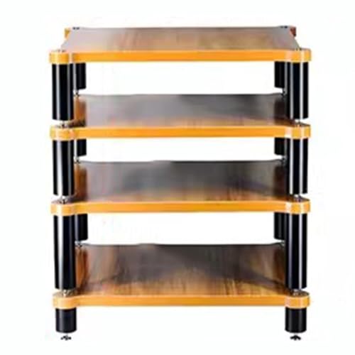 4-stöckiges HiFi-Rack AV-Regal Plattenspieler Ständer Geräte Kabinett HiFi-Massivholz-Audio-Rack HiFi Rack Füße Verstärker Regal Audio Video Komponenten(Wood Color,60 * 93 * 48cm)