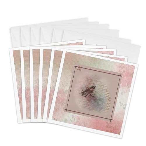 Cartes de vœux oiseau chanteur 3dRose Gc_282062_1 lot de 6 pièces format 15x15 cm mauve
