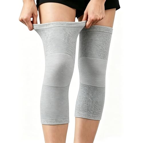 Ufimcit Knee Sleeves Knee Brace for Women Men Knee Pain Elastic Compression Leg Sleeves for Arthritis Ideal for Running Hiking and Daily Wear (Gray XL)