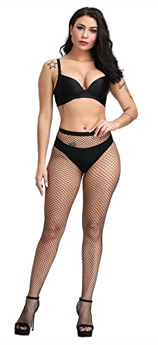 Henwarry Women's Fishnet Stockings Thigh High Wide Fishnet Tights2