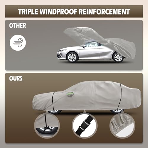 Image of Migaven Car Cover Fit for Toyota Corolla 2000-2025, Honda Civic 1991-2025, Waterproof Full Exterior Cover Sun Rain Protection with Door Zipper and Cotton Lining
