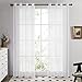 Produktbild Deconovo Ösenschal Vorhang Voile Gardinen Wohnzimmer 180x140 cm Weiß 2er Set