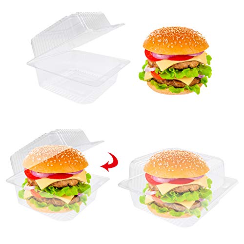 Ojyudd OLJH5 50 Pcs Clear Plastic Take Out Containers,Square Hinged Food Containers,Disposable Clamshell Dessert Container thumb #2