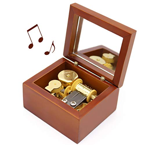 JPF Mechanism Musical Box Wooden Music Box Exquisite Workmanship Wind Up Gift for Christmas/Birthday/Valentine's Day,Melody of Sky City (Rosewood Box)