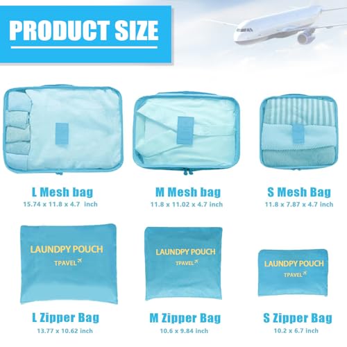 12 Set Travel Packing Cubes Luggage Packing Bags Reusable Lightweight Suitcase Organizer Cubes Set for Travel Accessories (Sky Blue+Pink)2