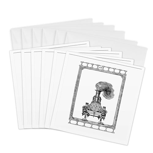 Cartes de vœux locomotive à vapeur 3dRose lot de 6 formats 15x15cm