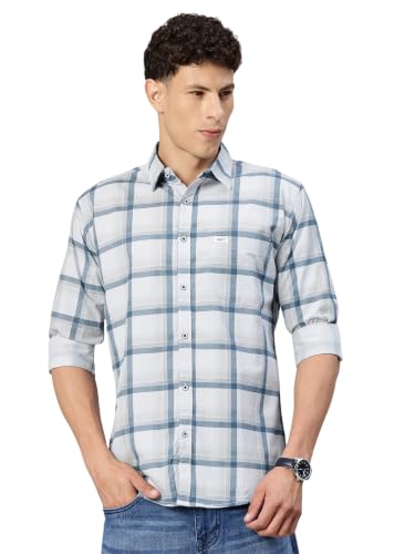 Image of Majestic Man Comfort Slim Fit Pure Cotton Checked Casual Shirt