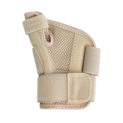 手首 サポーター 親指付け根サポーター ポリエステル 副木付き 親指固定 腱炎関節炎用 強力サポート 調整可能 吸汗速乾 家事 育児 パソコン/スマホ操作 男女左右兼用 (ベージュ)