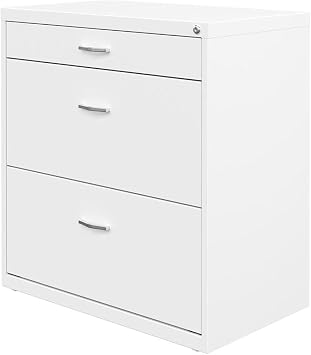 Hirsh Industries Space Solutions 30" W Metal 3 Drawer Home Office File Cabinet White
