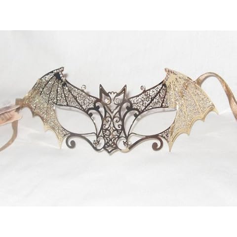 GOLD LASER CUT BAT MASK WITH SWAROVSKI CRYSTALS Cover