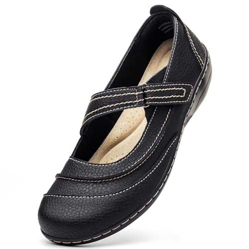 Women's Comfortable & Lightweight Leather Mary Jane Flats Versatile Business Casual Dress Shoes Work Office Cute Stylish Everyday Walking Shoes