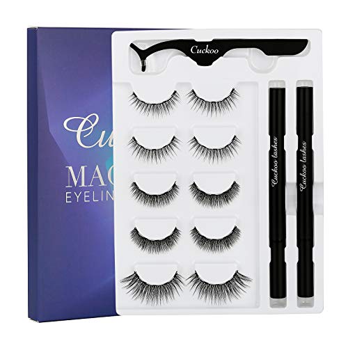 Magnetic Eyelashes False Lahes with Magnetic Eyeliner Pen 5 Pairs Magnetic Eyelash (Magnetic Eyeliner Pen Kit)