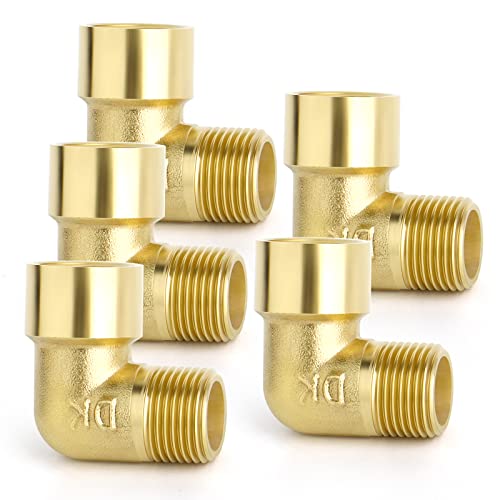 ERGAOBOY 5 pièces 1/4 "BSP laiton femelle à mâle 90 degrés coude connecteur de tuyau, adapté pour le raccordement de tuyau Cover
