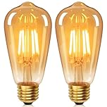 YUNRRD Vintage Light Bulb E27 Screw LED Edison Bulb ST64,4W Equivalent to 40 Watt,Retro Amber Warm Glass Screw Lamp,2700K Warm White,Non-dimmable,LED Filament Lamp Squirrel Cage,Pack of 2