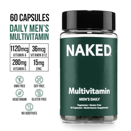 Image of NAKED Men's Multi - Daily Multivitamin for Men - A, C, E, Selenium, Zinc, Fruit and Super Green Extracts and More to Boost Immune Support - Gluten-Free and Vegetarian Daily Vitamins - 60 Capsules