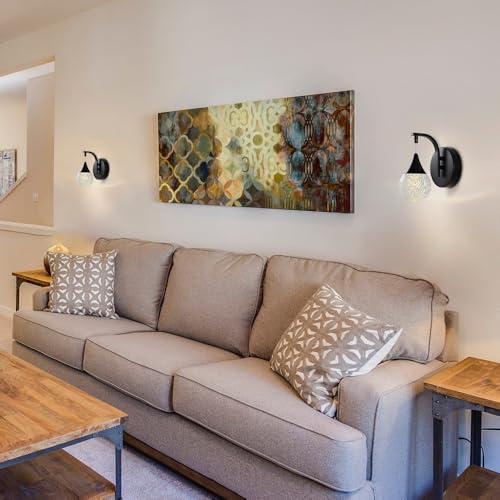 Image of Crystal Wall Sconce Indoor, Bubble Modern Wall Sconces, Dimmable 5W LED Wall Light for Bedroom Bathroom Living Room Dining Room Hallway, Black