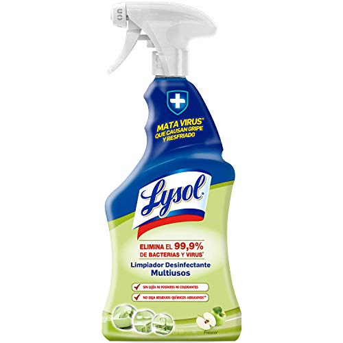 Lysol - Spray desinfectante y limpiador Multiusos, mata virus y bacterias sin lejía, aroma Manzana - 500 ml