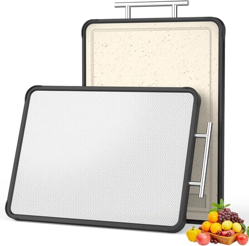 Tabla de cortar de acero inoxidable doble cara 16 x 11 pulg miniatura 1