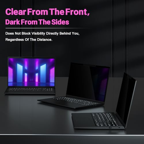 Image of PYS Magnetic Laptop Privacy Screen 16 Inch 16:10 Ratio - Computer Monitor Screen Privacy Shield, Anti-Glare Blue Light Filter, Detachable Privacy Screen Protector for Lenovo, Hp Envy, Dell