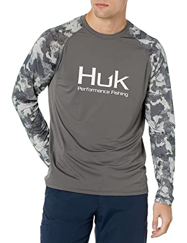 Chemise de pêche HUK Storm Camo manches longues pour sorties en mer homme S