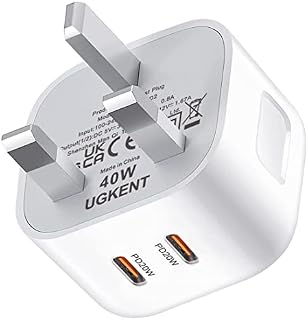 USB C Plug Fast Charge, 20W Double Port USB Type C Wall Charger Plug Fast Charging Power Adapter UK for iPhone 14/13/13 Mini/13 Pro/13 Pro Max /12/12 Mini/12 Pro/12 Pro Max/11/11 Pro/iPad Mini/Pro