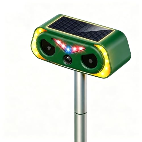 Cat Repellent for Gardens uk Ip65 Waterproof Solar Powered Cat Repellent Ultrasonic Cat Scarers for Gardens with LED Light & PIR Sensor for Cats Foxes Squirrels Rabbits Dogs