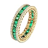 Beydodo Anillos de oro para mujer 750 de 18 K, anillo de compromiso con 3,5 quilates de esmeralda, anillos de boda para mujer, sin níquel, talla 47-65, 58 (18.5), Esmeralda creada