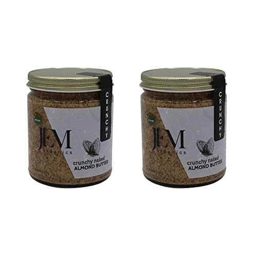 JEM Organics Crunchy Naked Sprouted Almond Nut Butter, Organic, All Natural, Gluten-Free, Vegan, Paleo, Keto Snack, 10 oz Jar, 2 Pack