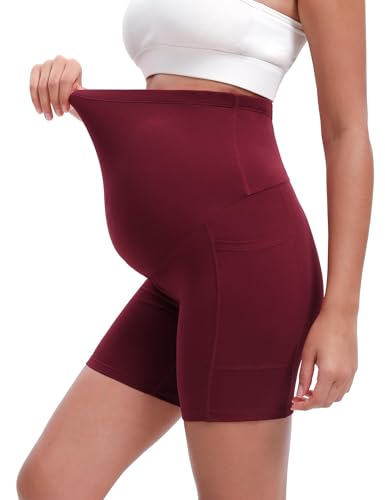 4 Pack Women's Maternity Shorts with Pockets Over The Belly Yoga Biker Pregnancy Workout Running Active Shorts2