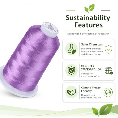Image of Simthread Embroidery Machine Thread 5000M 40WT Polyester, Lilac 612 | 5000M 40WT polyester thread feeds smoothly for home or commercial embroidery projects.
