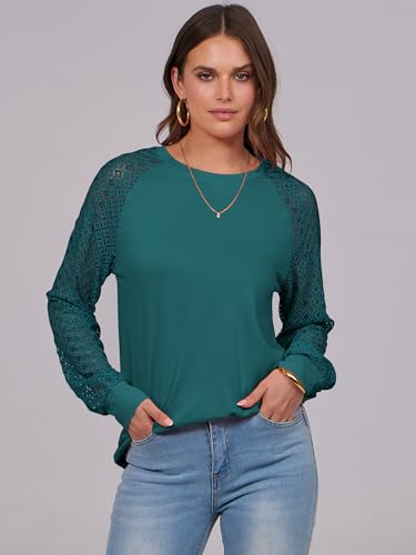 ANRABESS Womens Long Sleeve Shirts Lace Tops Business Casual Blouses 2025 Fall Fashion Outfits3