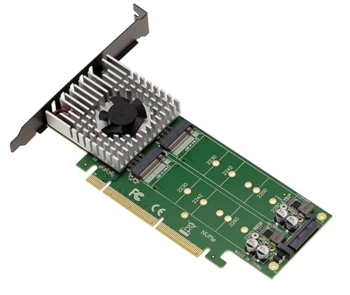 Carte PCIe M.2 NVMe 4 SSD quadruple débit avec ventilation active M Key
