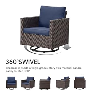 Patio chairs wicker swivel rocker heavy duty outdoor swivel glider chairs 350lbs weight capacity wicker outdoor rocking seating with wide armrest for porch balcony deck brownblue  urban country home decor