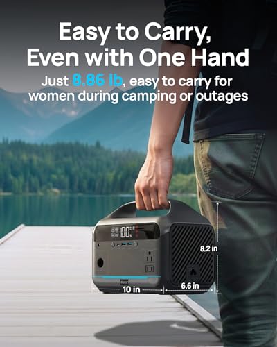 Image of DaranEner Portable Power Station 600W, 288Wh LiFePO4 Battery Backup Power w /2x600W AC Outlets (1200W Surge), 2.2H Fast Charging, Solar Generator for Outdoor Camping /RVs /Home Emergency (Solar Optional)