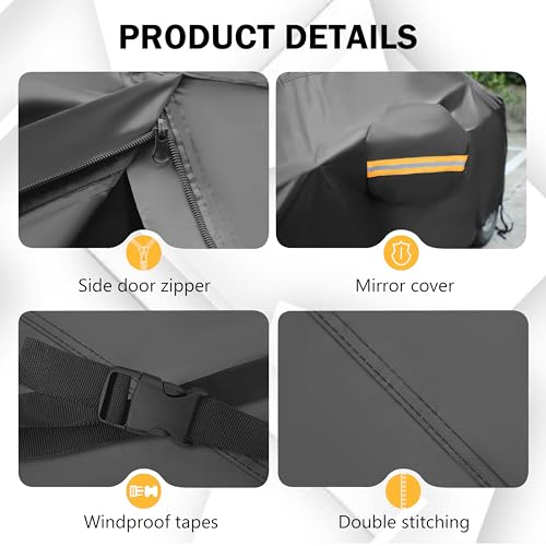 MORNYRAY Compatible with Jeep Wrangler 2 Door, Custom Fit JK JL TJ YJ CJ,Outdoor Waterproof Sun Rain Snow Hail Protection with Driver Door Zipper (Black, Custom Fit Jeep Wrangler 2 Door) - Image 3