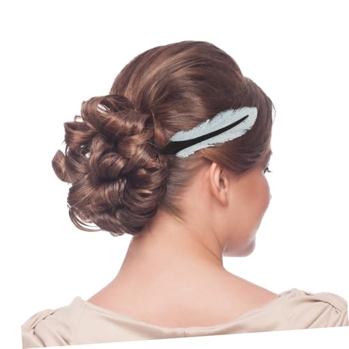 Horquillas de madera con forma de pluma para moños retro de mujer 5