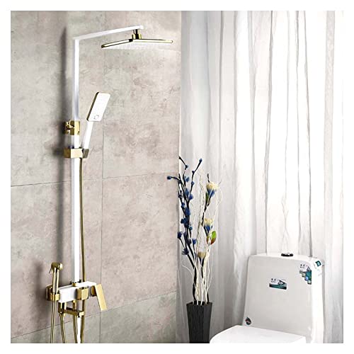 Pommeau de douche effet pluie et colonne réglable en hauteur pour baignoire