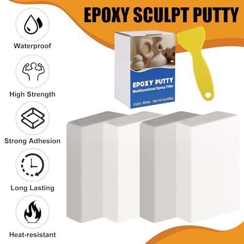 Image of 14.1oz / 400g Epoxy Putty, White Epoxy Sculpt Clay High Strength 2 Part Putty Stick Fix Leaks, Cracks and Fill Holes, Fast Repair Pool Leak Sealer for Bonding, Repairing, Sculpting