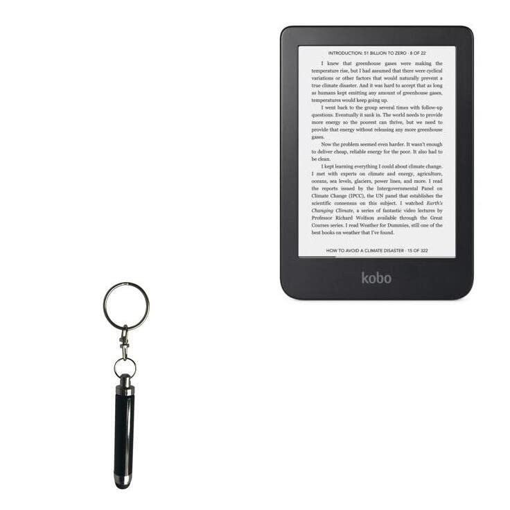 BoxWave Stylus Pen Compatible with Kobo Clara 2E - Bullet Capacitive Stylus, Mini Stylus Pen with Keyring Loop for Kobo Clara 2E - Jet Black