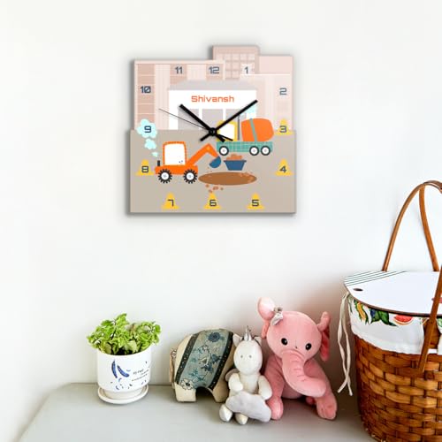 Image of Zooboo Personalized Analog Wall Clock, Custom Name Acrylic Silent Quartz Movement Wall Clock with Sleek Modern Design, Ideal for Birthdays or Return Gifts (Design - Lets Build), 30x30 cm, Multicolor