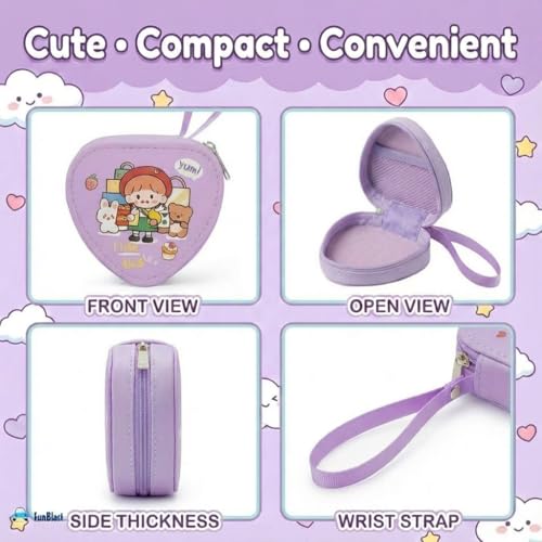 Image of FunBlast Triangle Coin Pouch for Kids - Cute Cartoon Design Mini Purse, Multipurpose Coins Pouch, Small Zipper Wallet for Kids & Girls, Kawaii Coin Bag (Random-Purple)