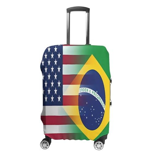 USA Brazil Flag Funny Travel Luggage Cover Baggage Suitcase Cover Protector Skins 19-32 Inch