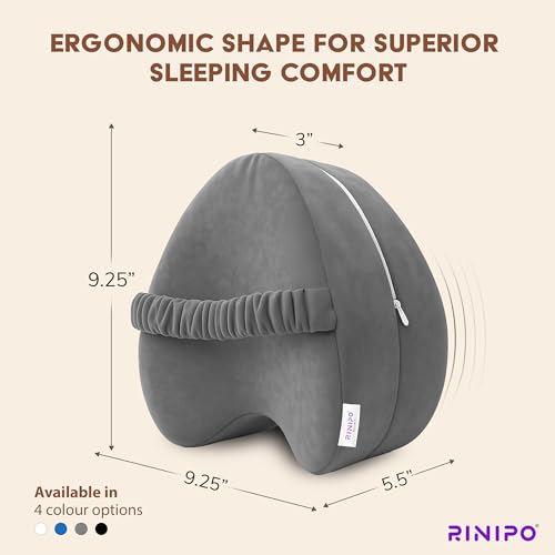 Image of Orthopedic Knee Pillow for Side Sleeping Grey - (2 Year Warranty) Adjustable Strap, Memory Foam Washable Zip Cover, Sciatica Pain, Back & Knee Support, Knock Knee Pillow Support