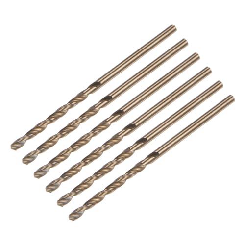 QUARKZMAN 6pz Punte Elicoidali 2mm Acciaio ad Alta Velocità (Hss) Rivestite Titanio Dorato 4341 Punte Trapano Elicoidali a Punto Diviso 135 Gradi per Acciaio Inox Metallo Plastica Legno