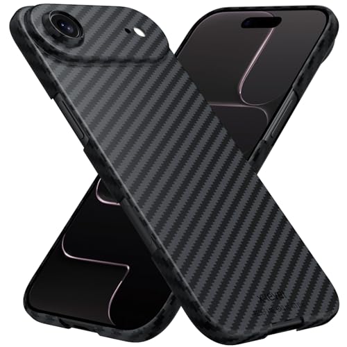 Materiale in fibra di carbonio: Questo iPhone Air caso realizzato in materiale in fibra di carbonio, durevole e grande sensazione di tocco morbido senza impronta digitale, facile da pulire. Il labbro sollevato può proteggere lo schermo e la fotocamera da graffi su superfici piane.