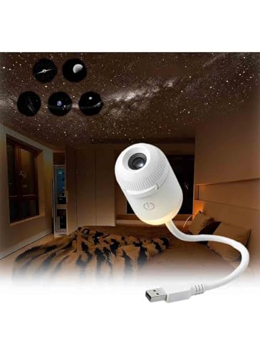 MarlaMall 2-in-1 Galaxy Projector Night Light USB LED Starry Sky Projector for Bedroom with 12 Film Discs Portable Mini Wall Lamp for Ceiling Decor Suitable for Kids & Adults