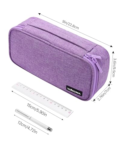 Image of YOKUMA Pencil Case,Large Capacity Pencil Pouch,Aesthetic Zipper Pencil Box, Back to School Supplies for College Student Teen Adults,Travel Essentials,Electronic Cable Organize