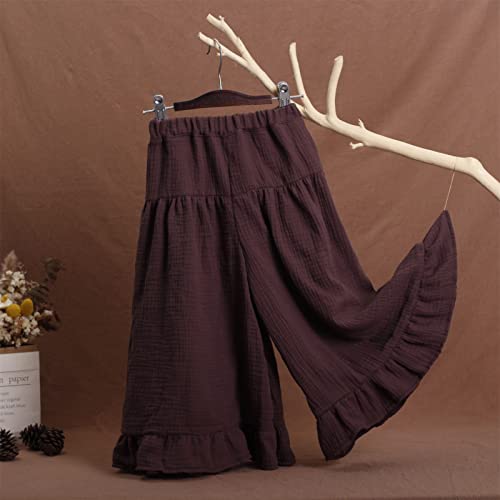 Toddler Kids Girls Pants Summer Solid Color Cotton Elastic Waistband Casual Pants Girls Stretchy (Coffee, 6-12 Months)2